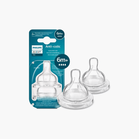 Philips Avent Anti-Colic Teat Flow 4 Fast Flow 6M+ BPA Free (2 Teats)