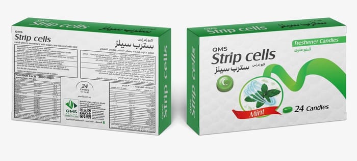 كيو إم اس سترب سيلز قطع حلوى محلاة بسكر القصب بطعم النعناع 24 قطعة